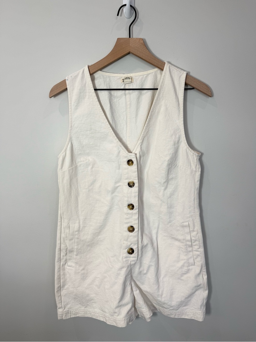 Billabong Waves Call White Cotton Button Front Romper Playsuit M